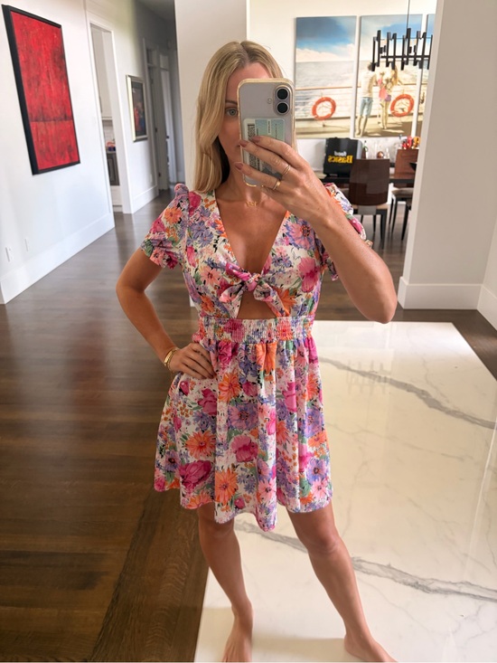 SHEIN Dresses & Skirts - SHEIN Pastel Floral Tie-Front Mini Dress